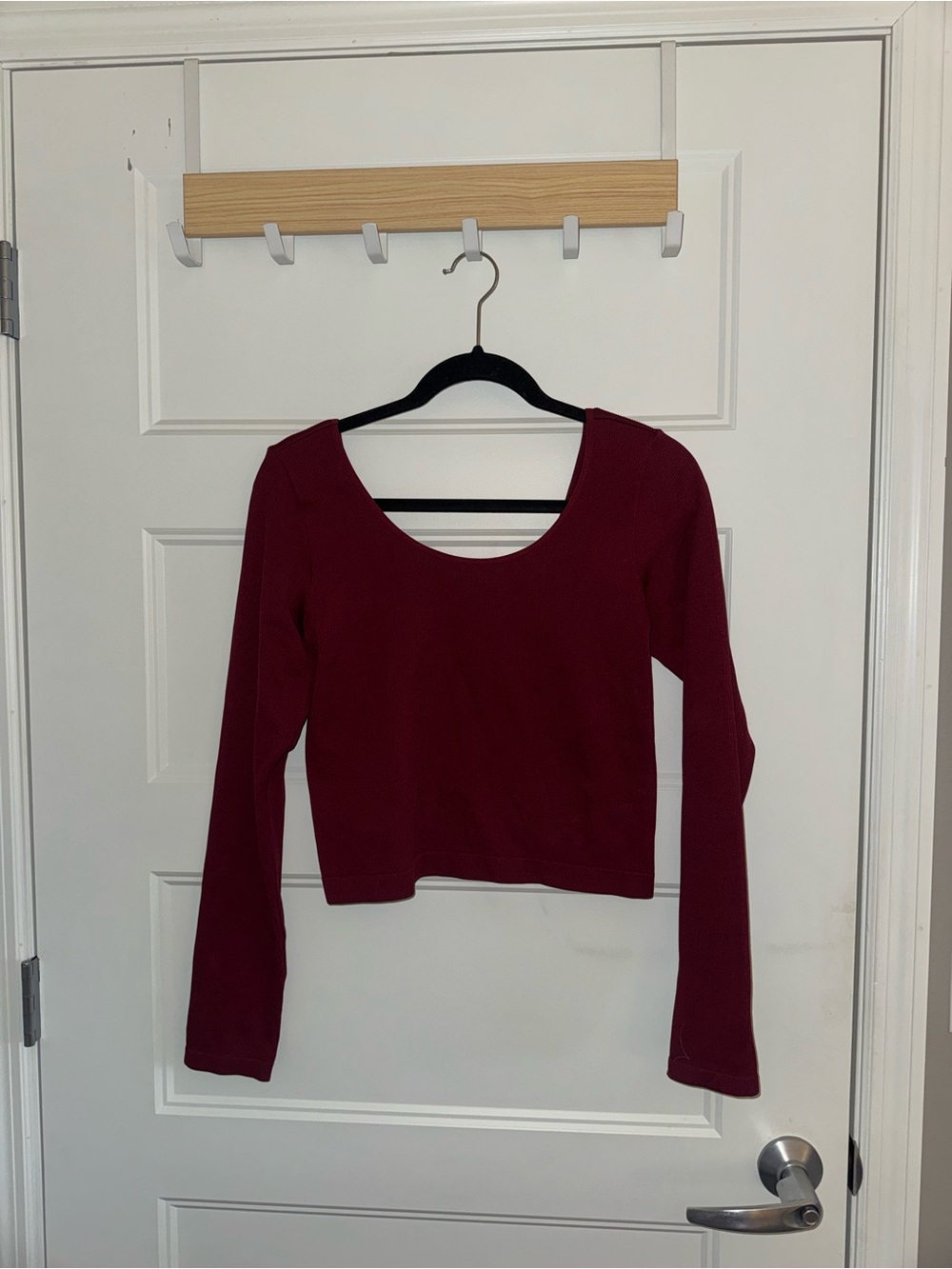 wild fable Long-Sleeve Scoop Crop Top — Wine